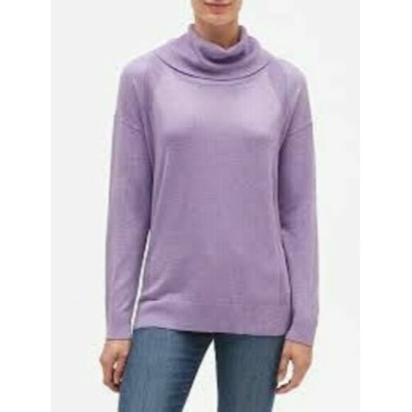 Banana Republic Sweater Long Sleeve Cowl Neck Pullover Tunic Purple Women XL NWT - Picture 1 of 4